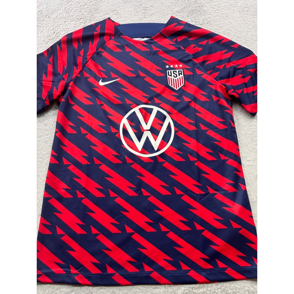 Nike USA Soccer Pre-Match Training Jersey Mens Large Blue Red see description